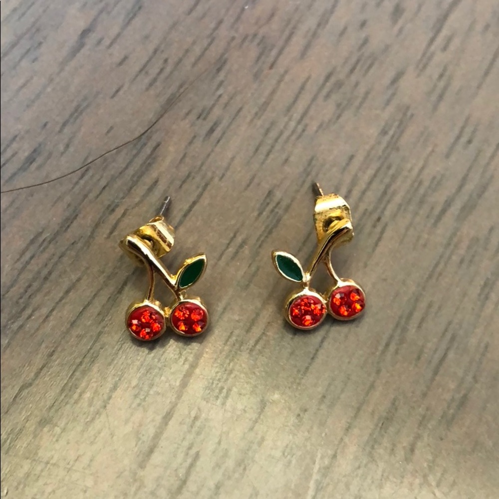 Dainty cheery earrings w/post backing.